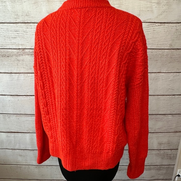 Amazon Essentials Red Cable Knit Cardigan Sweater Office Wear Church Business - Picture 2 of 3